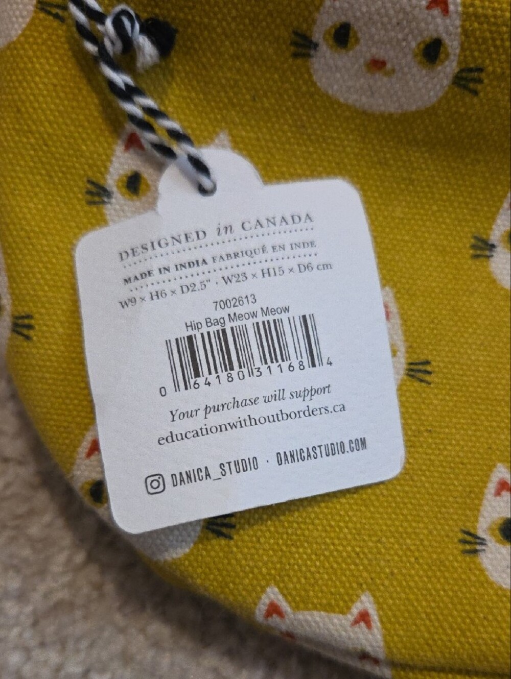 Canvas Cat Print Waist Belt Mustard Yellow - Picture 2 of 7